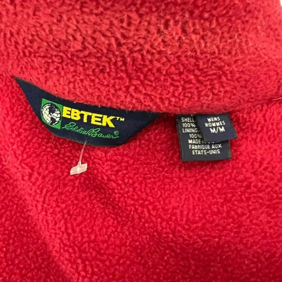 Vintage 90s Eddie Bauer EbTek Mens Large Spell Out Full Zip Fleece Jacket Red - Picture 9 of 13